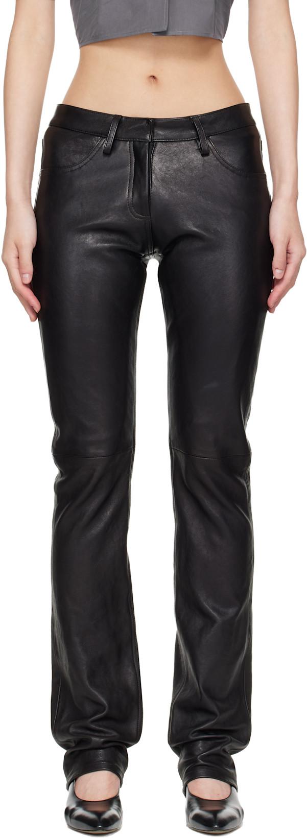 Black Leather Trousers by AARON ESH