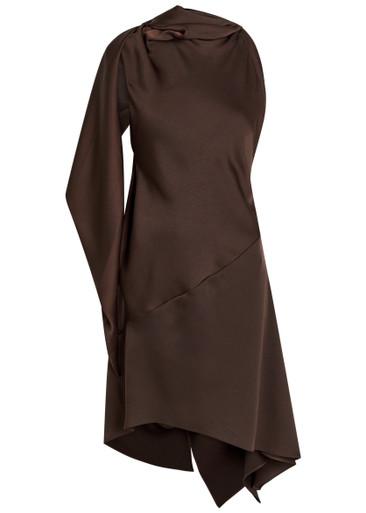 Cape-effect asymmetric satin mini dress by AARON ESH