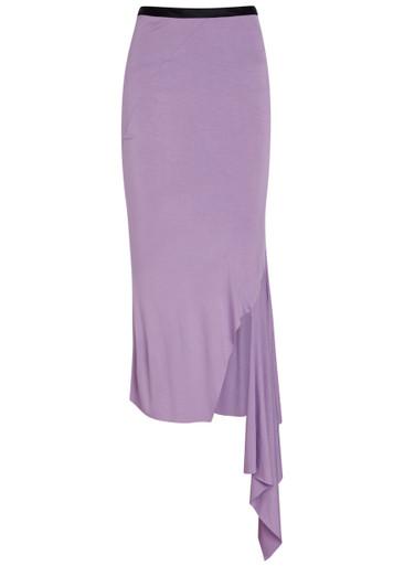 Fishtail asymmetric jersey midi skirt by AARON ESH