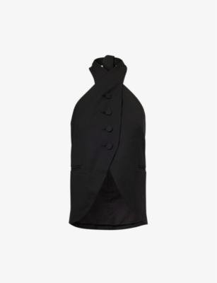 Halter-neck slim-fit wool waistcoat by AARON ESH