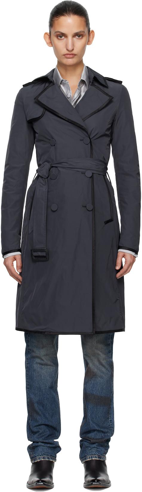 Navy Nylon Trench Coat by AARON ESH