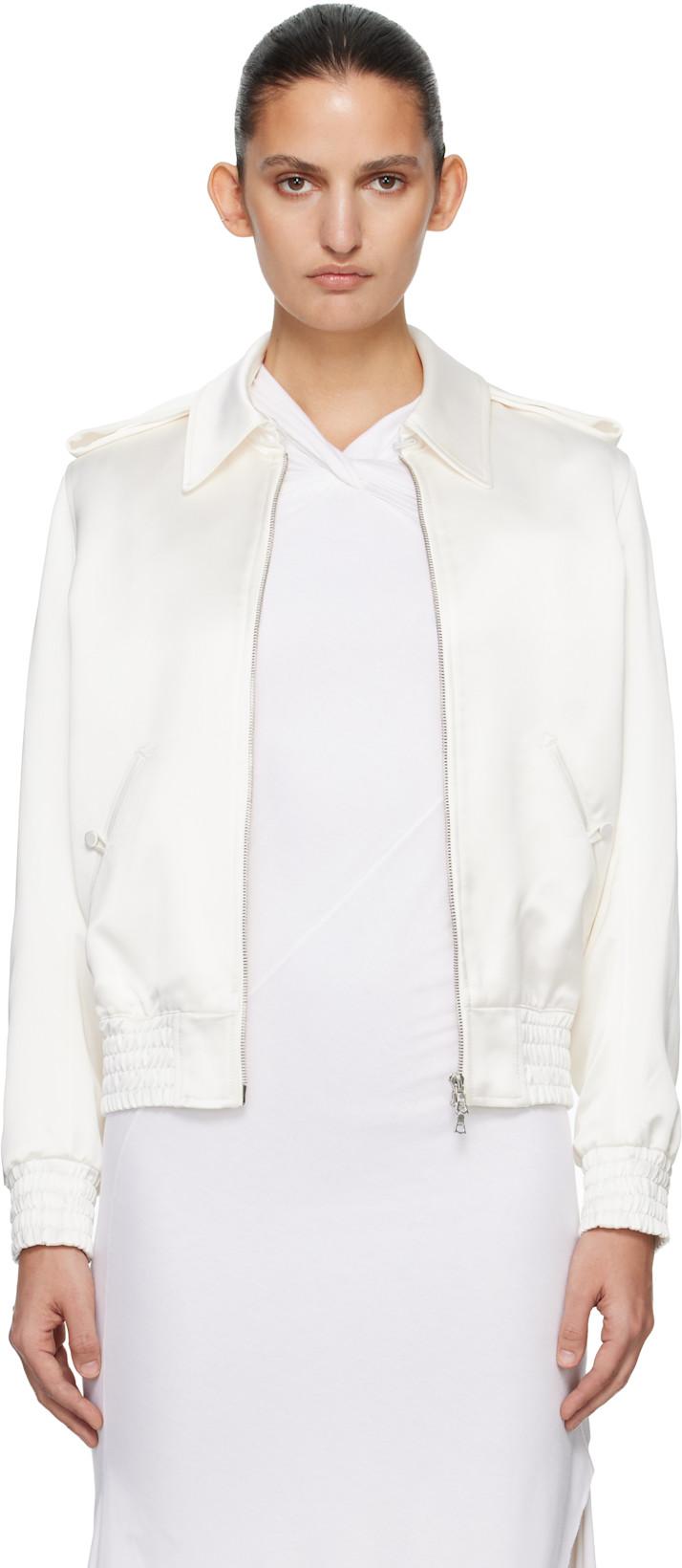 Off-White Satin Blouson Flight Jacket by AARON ESH