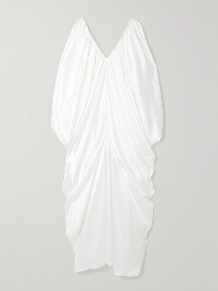 Draped gathered silk-satin gown by ABADIA