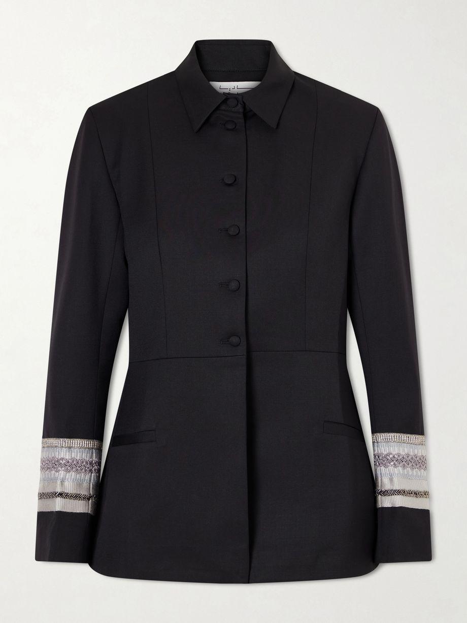 Grosgrain-trimmed wool-blend twill jacket by ABADIA