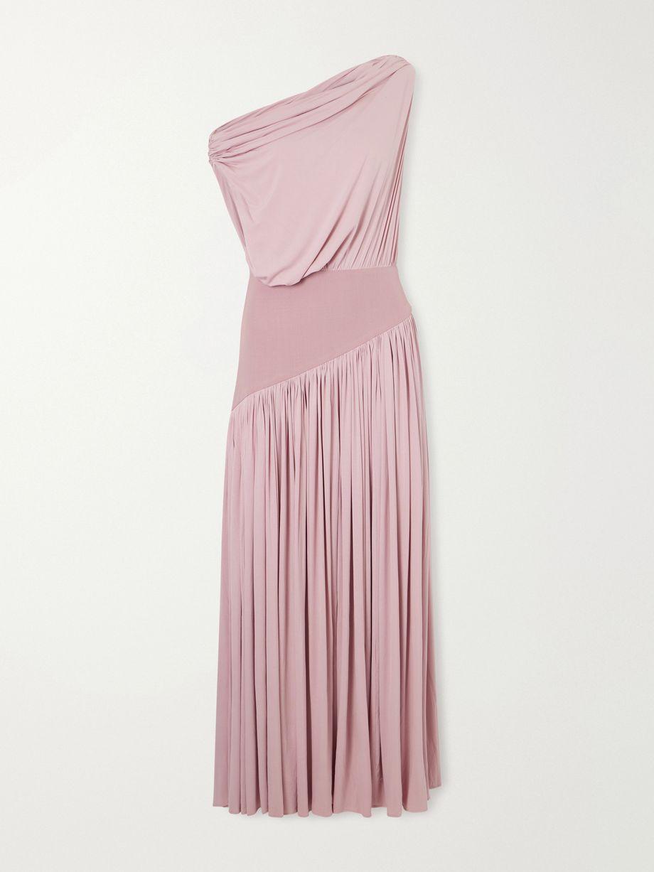 Gwen asymmetric draped jersey-trimmed stretch-bamboo maxi dress by ABADIA