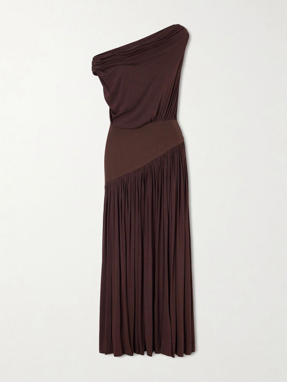 Gwen one-shoulder asymmetric draped jersey-trimmed stretch-bamboo maxi dress by ABADIA