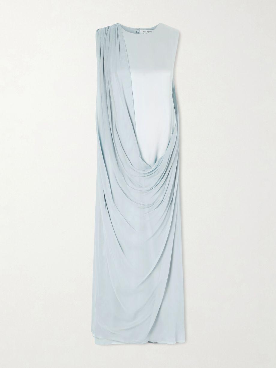 Rand draped silk-satin and chiffon gown by ABADIA