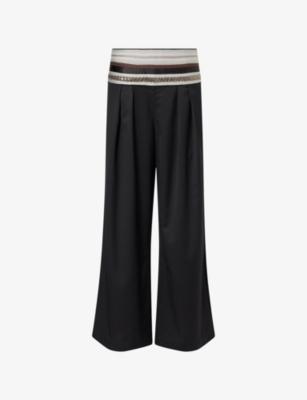 Sadu Bead-Embellished Wool-Blend Trousers by ABADIA