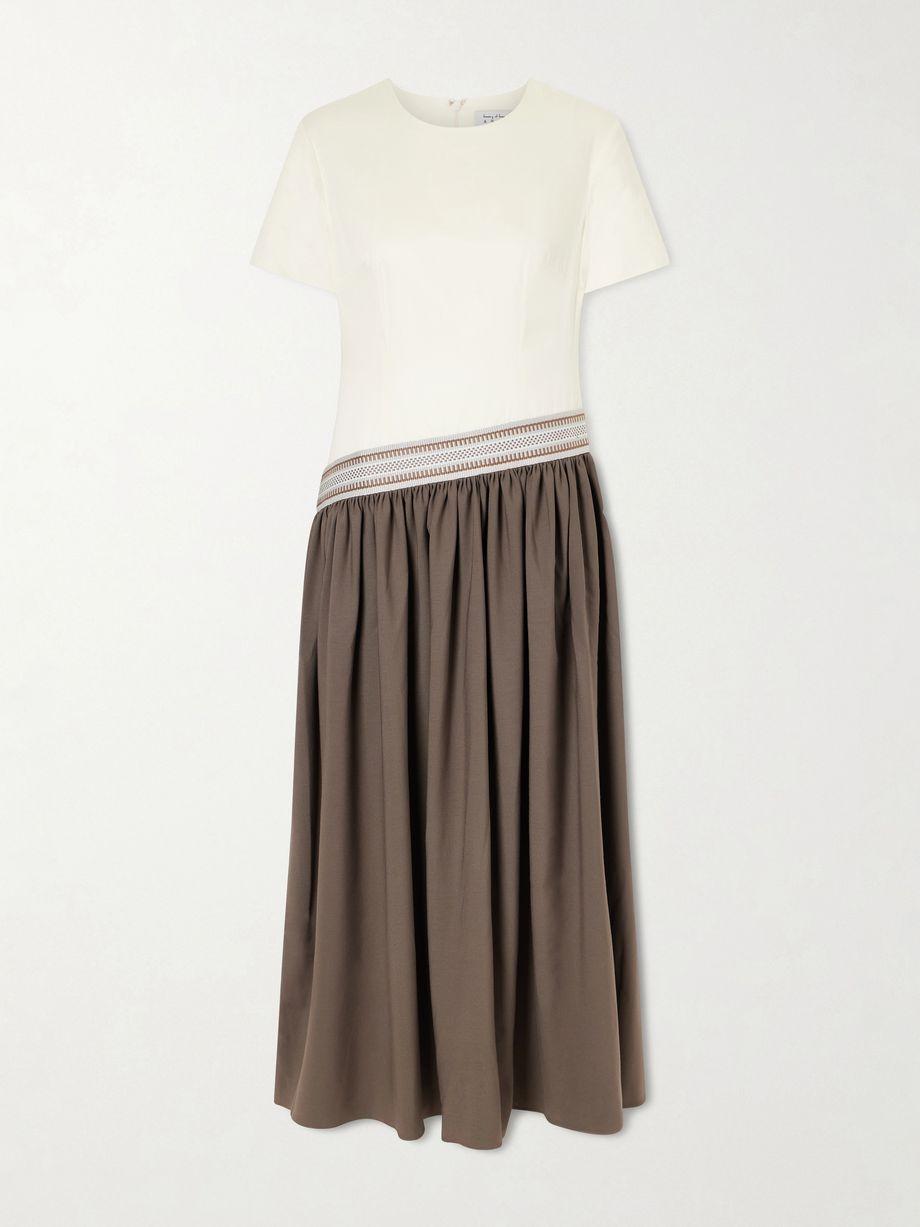 Sadu asymmetric grosgrain-trimmed cotton-jersey and twill maxi dress by ABADIA