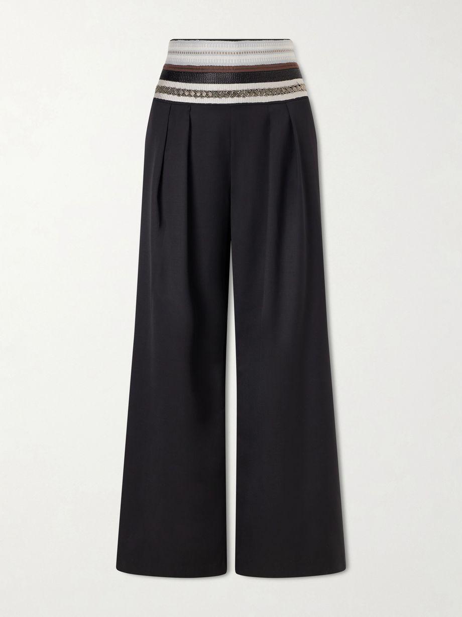 Sadu grosgrain-trimmed wool-blend twill tapered pants by ABADIA