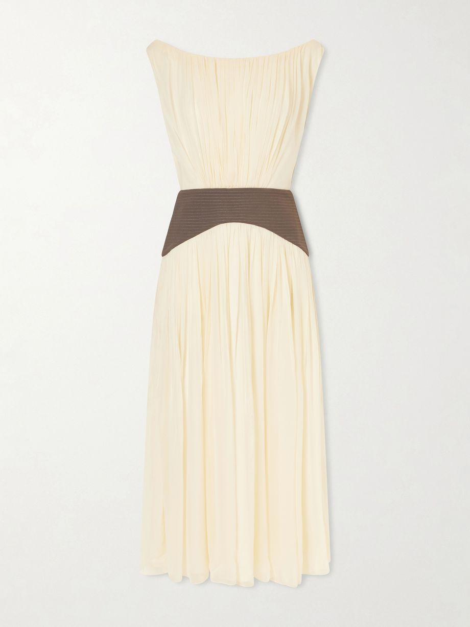 Siena off-the-shoulder twill-trimmed silk-crepon maxi dress by ABADIA