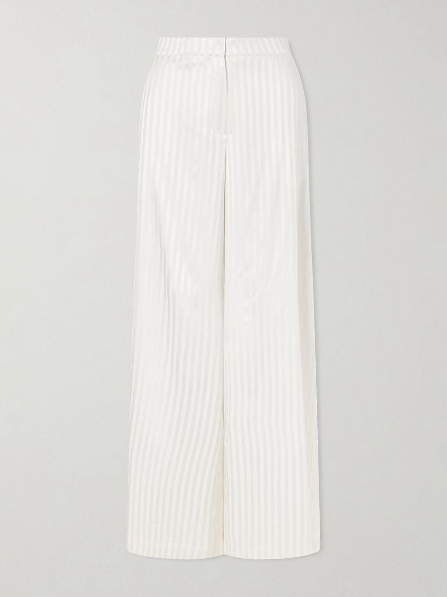 Striped stretch-silk satin wide-leg pants by ABADIA