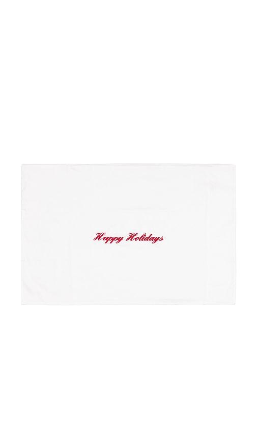 Abbode Happy Holidays Pillowcase in White by ABBODE Abbode Happy Holidays Pillowcase in White by ABBODE