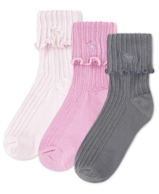 Girls' Crew Length Lettuce Hem Socks, 3-Pack by ABERCROMBIE KIDS