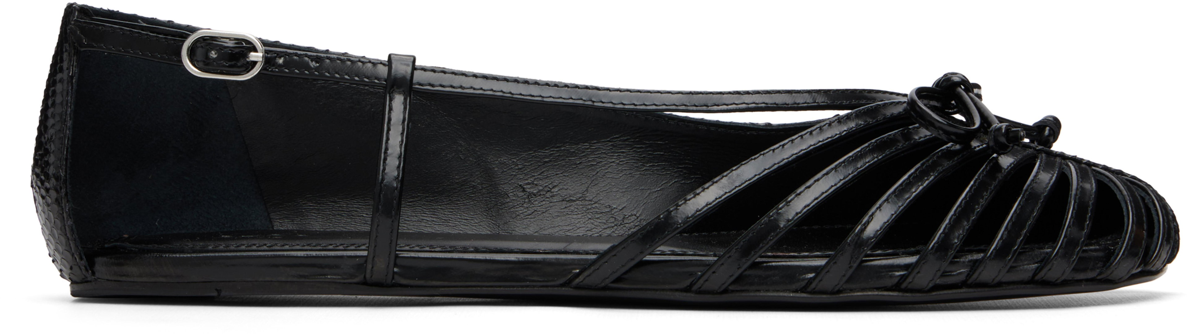 Black Double Shoe Ballerina Flats by ABRA