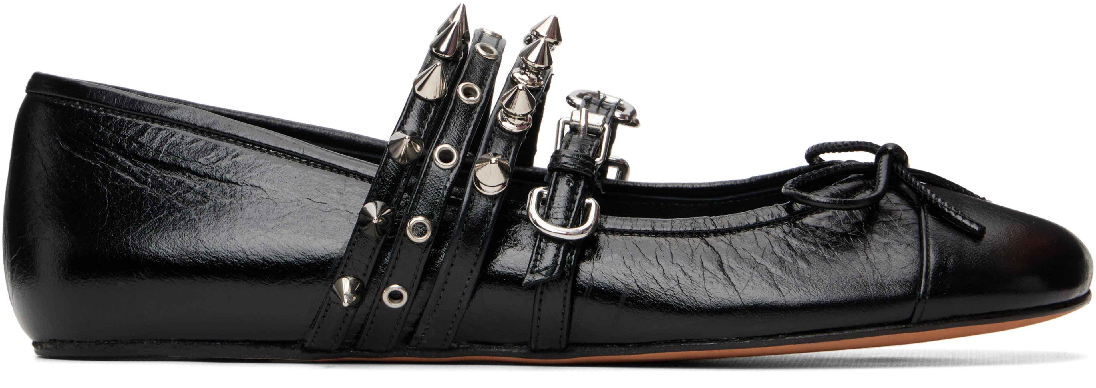 Black Spike Ballerina Flats by ABRA