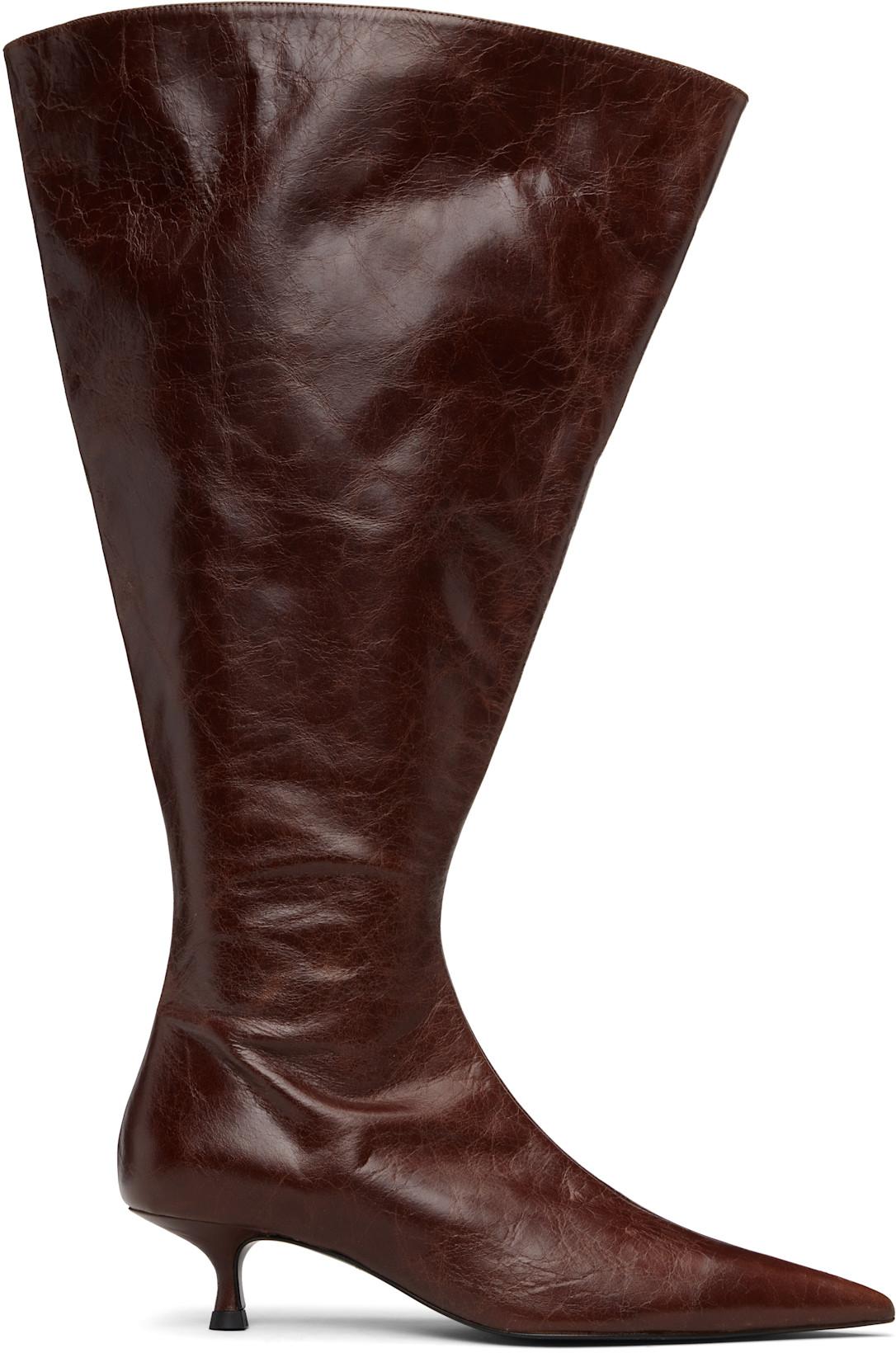 Brown Flare Boots by ABRA