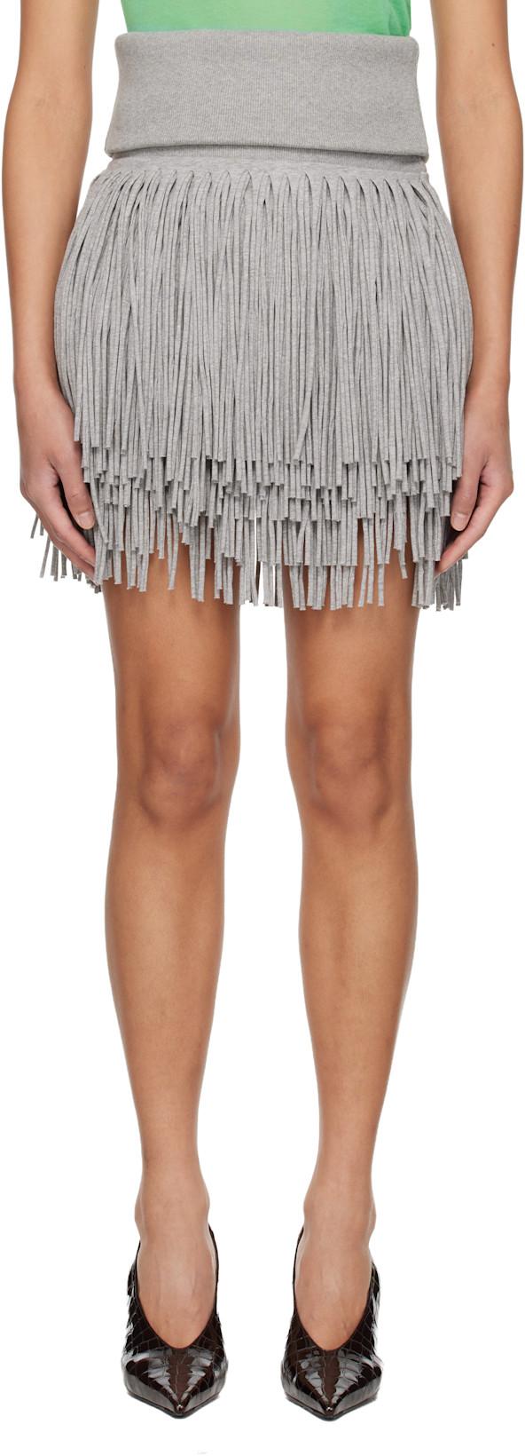 Gray Fringed Miniskirt by ABRA