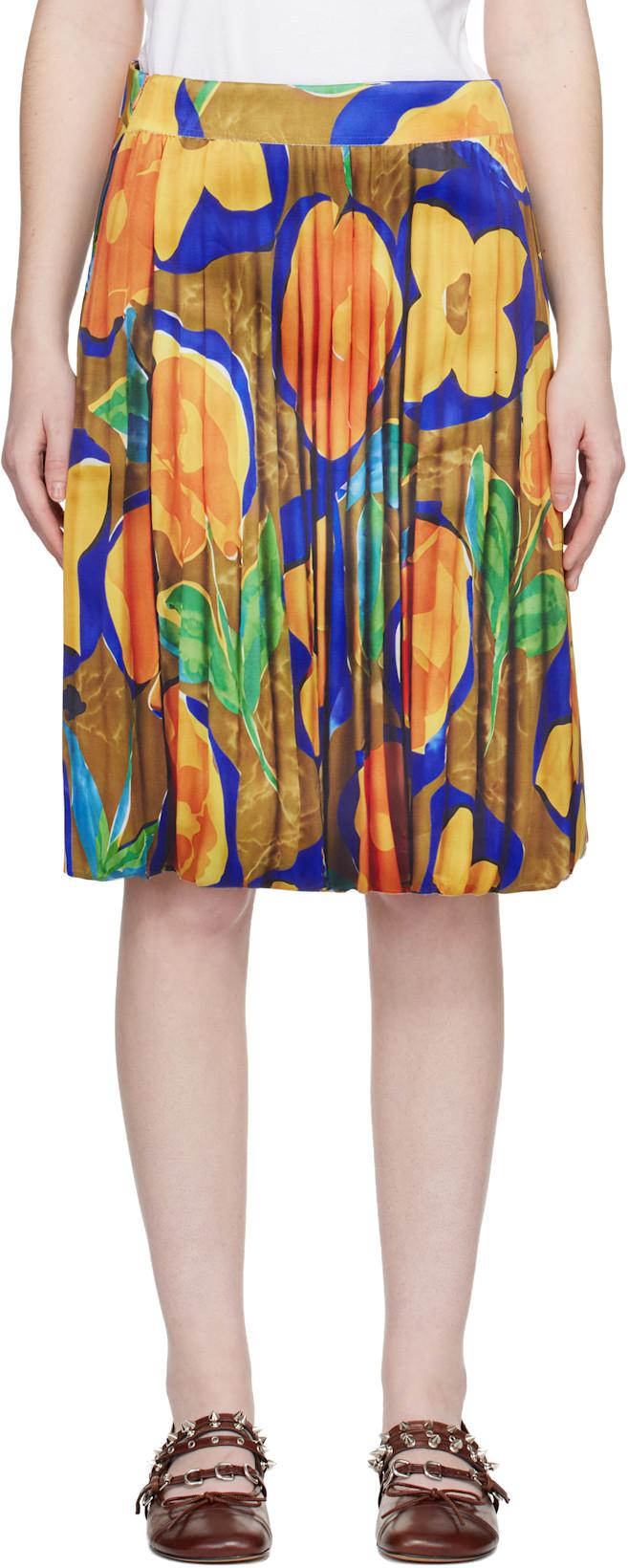 Multicolor Trompe L'Oeil Midi Skirt by ABRA
