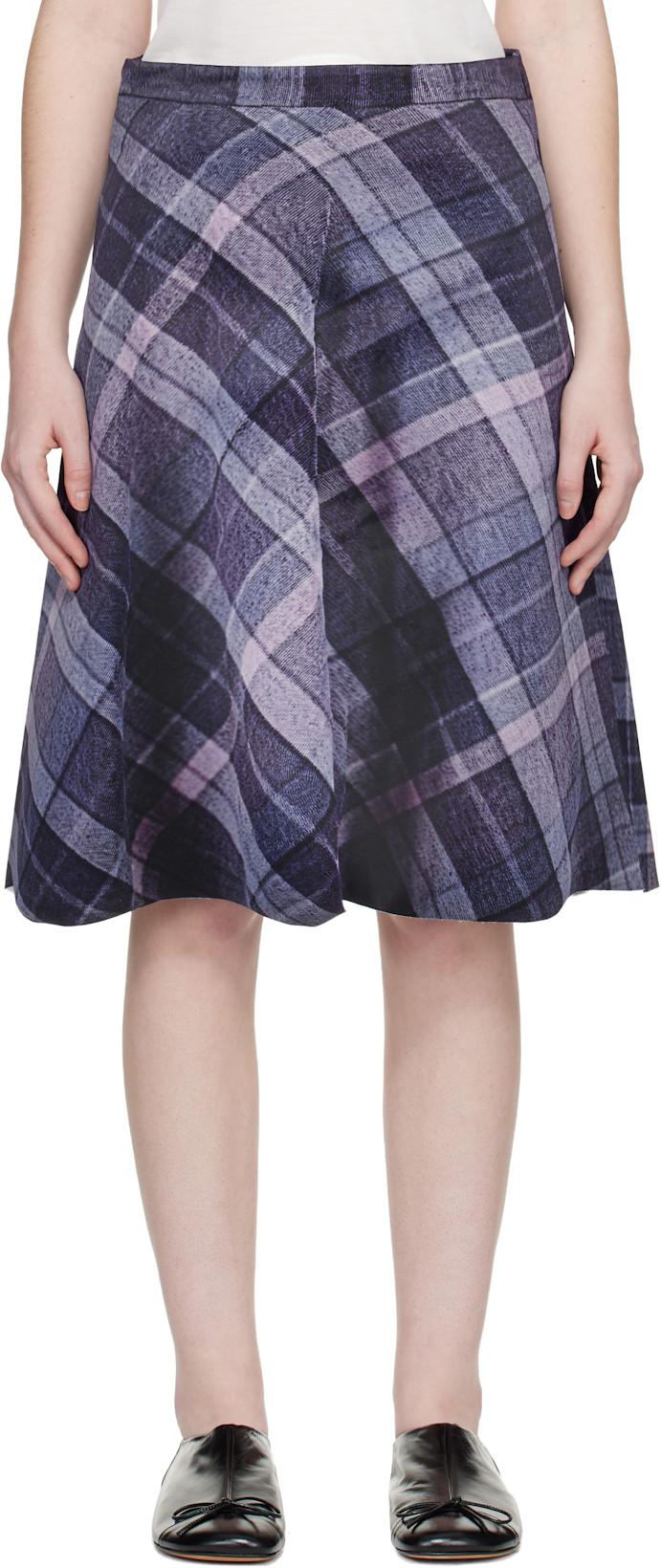 Purple Trompe L'Oeil Midi Skirt by ABRA