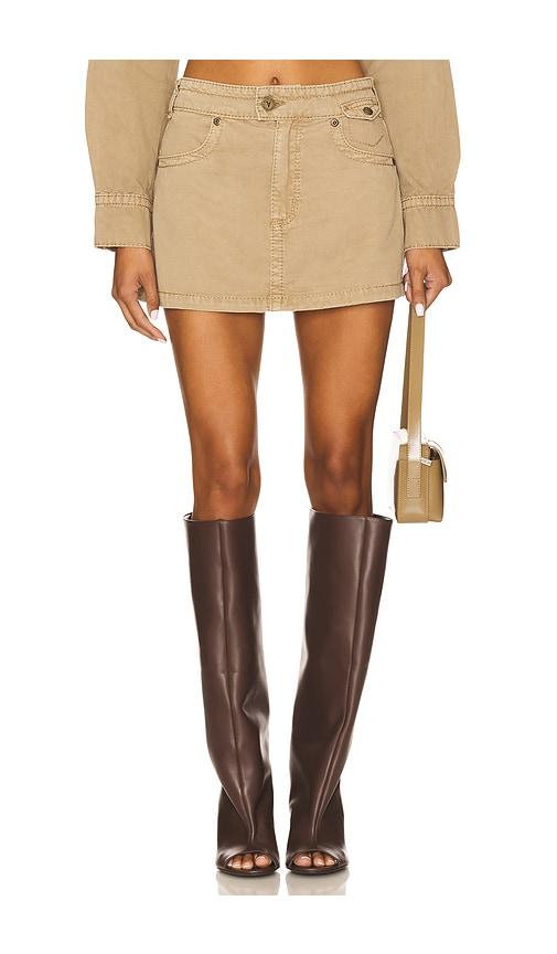 Abrand 95 A Line Skirt in Tan by ABRAND