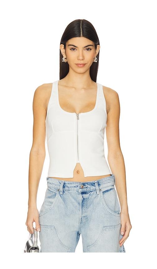 Abrand Addison Racer Top in White by ABRAND