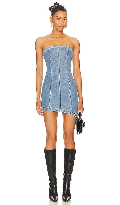 Abrand Georgia Bustier Mini Dress in Denim-Light by ABRAND