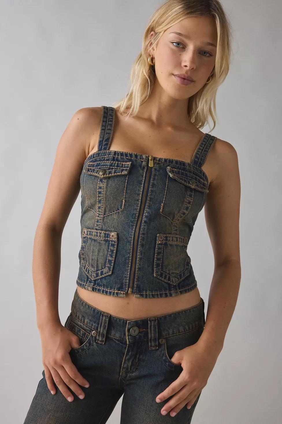 Abrand Hillary Utility Denim Corset Top by ABRAND JEANS