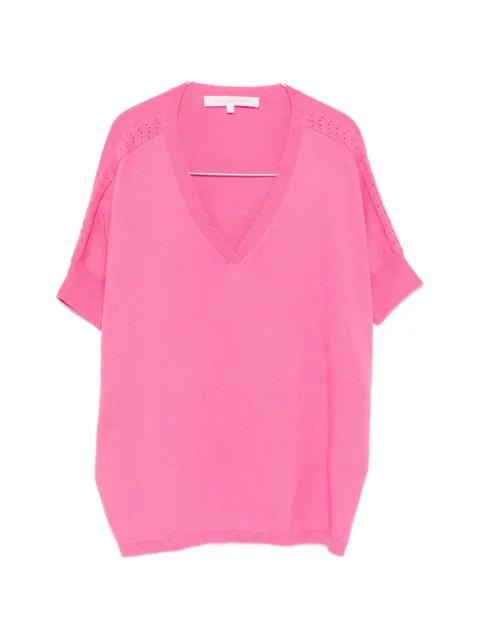 Alyssa V-neck pointelle top by ABSOLUT CASHMERE
