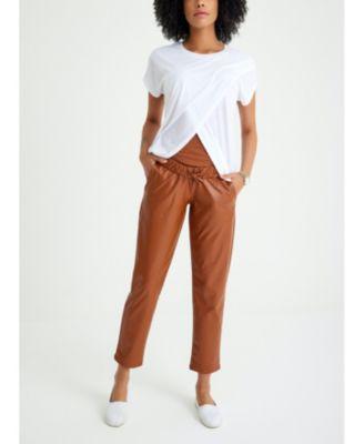 Comfy Cool Foldover Waistband Faux Leather Maternity Jogger Pants by ACCOUCH&EACUTE;E