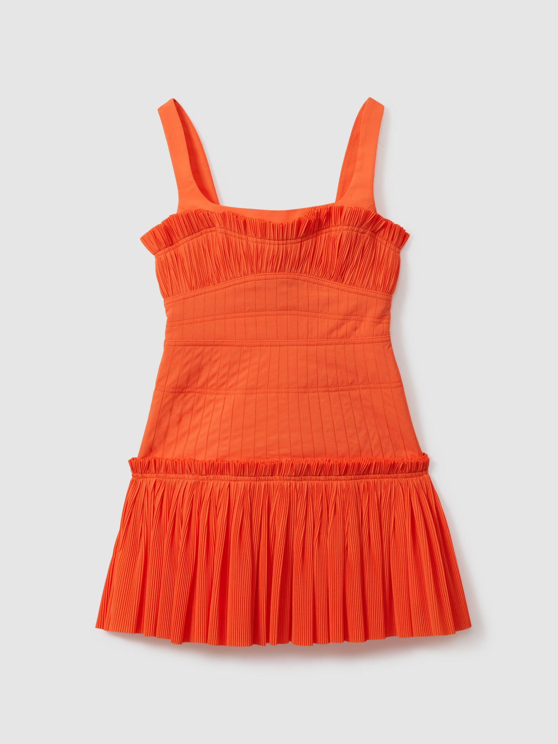 Acler Fitted Pleated Mini Dress in Orange by ACLER
