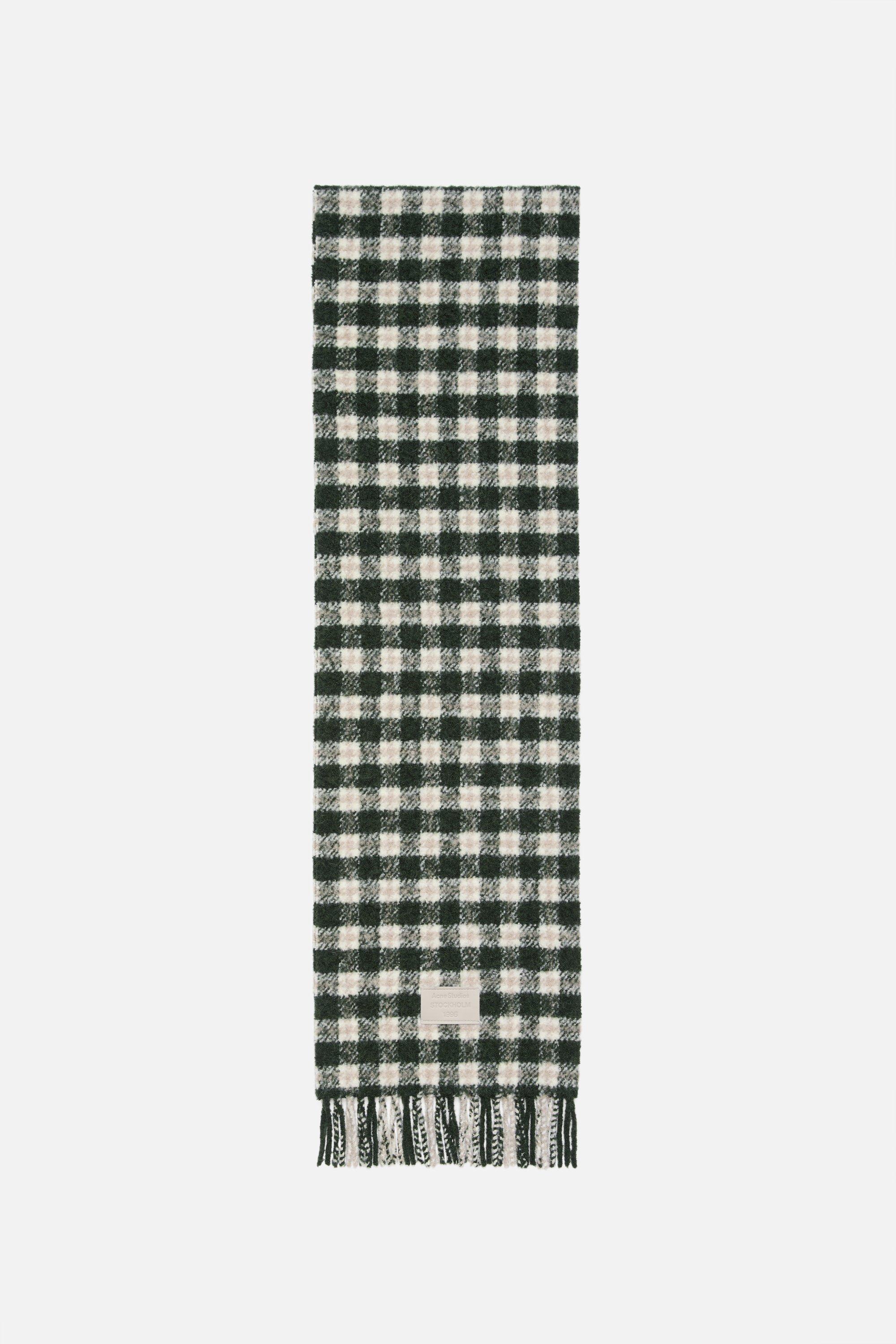 Acne Studios | Checked Logo Scarf | One size | Green/white by ACNE STUDIOS