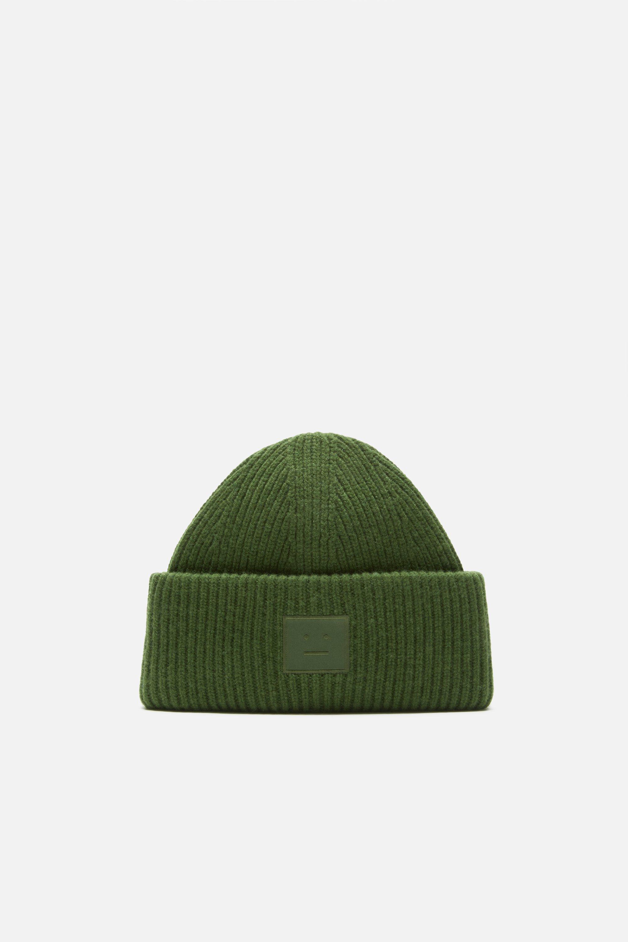 Acne Studios | Face Logo Beanie - Yak | One size | Bottle green by ACNE STUDIOS