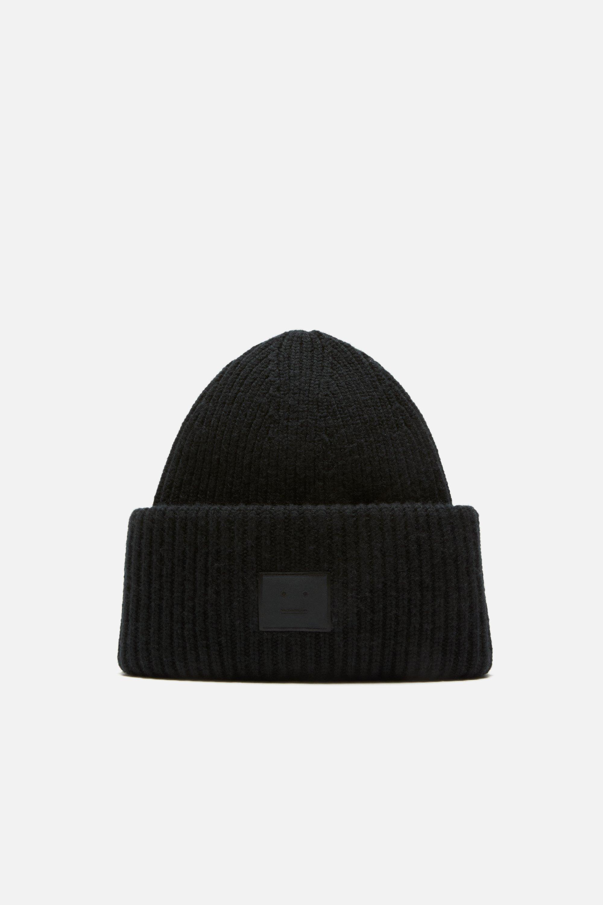 Acne Studios | Large Face Logo Beanie - Yak | One size | Black by ACNE STUDIOS