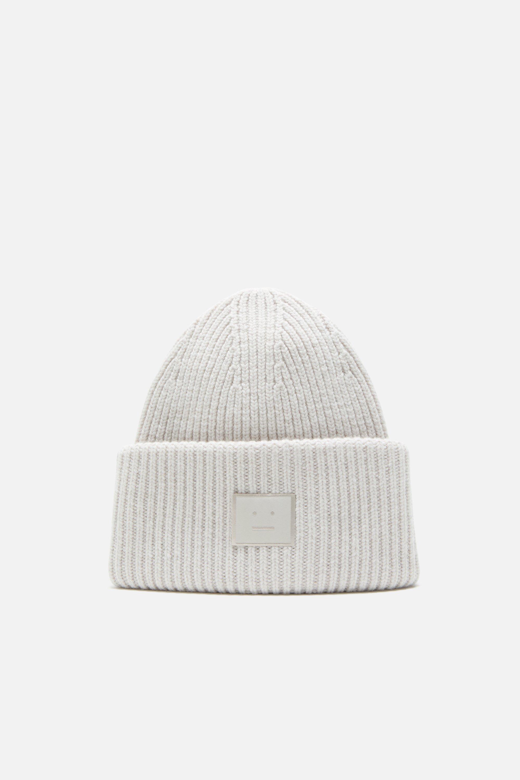 Acne Studios | Large Face Logo Beanie - Yak | One size | Light grey by ACNE STUDIOS