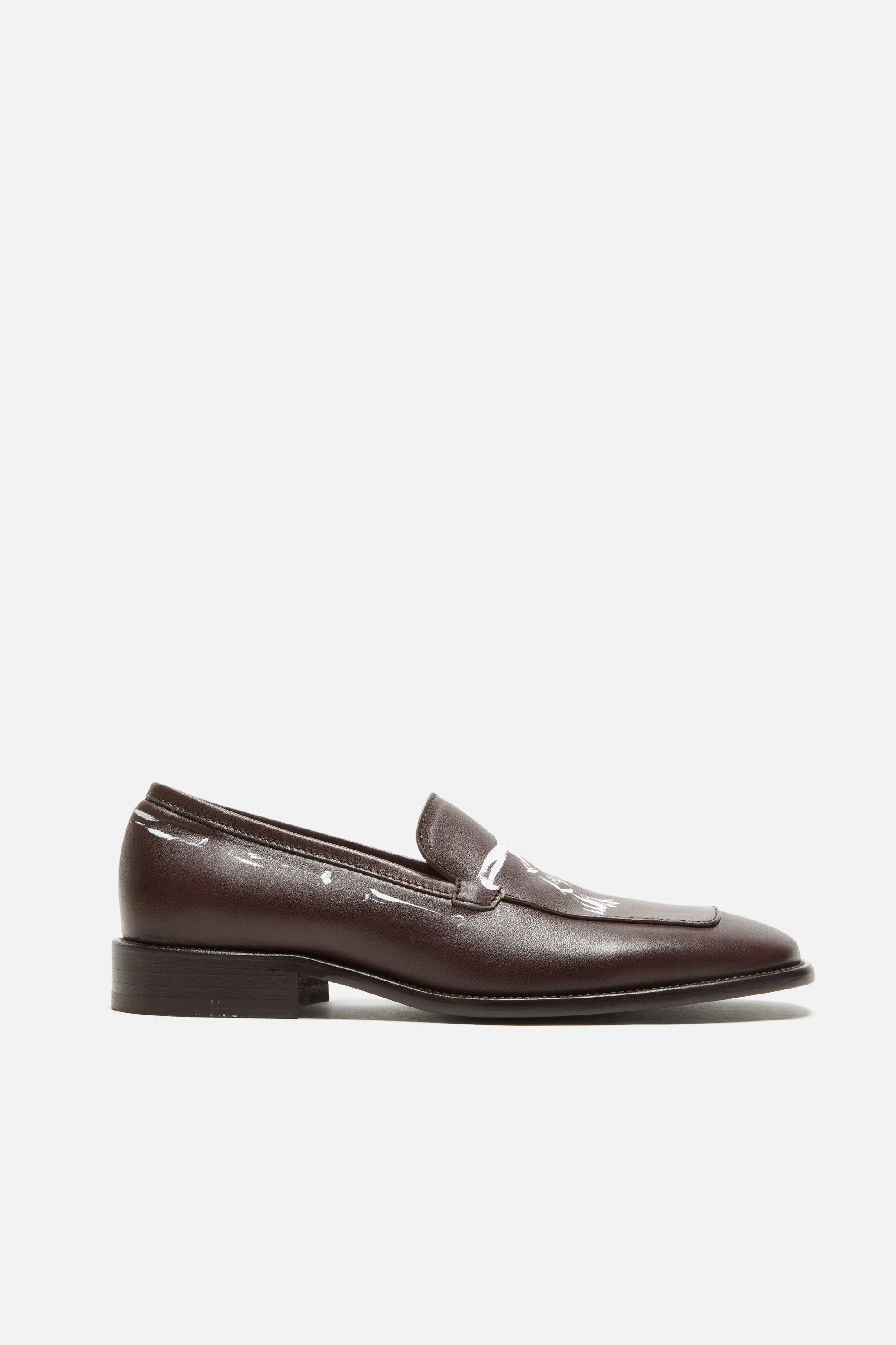 Acne Studios | Printed Leather Loafers | 41 | Dark brown by ACNE STUDIOS