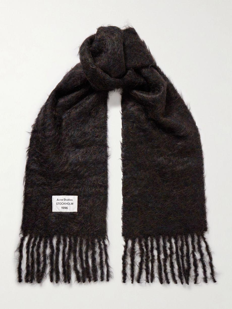 Appliquéd fringed brushed mohair-blend scarf by ACNE STUDIOS