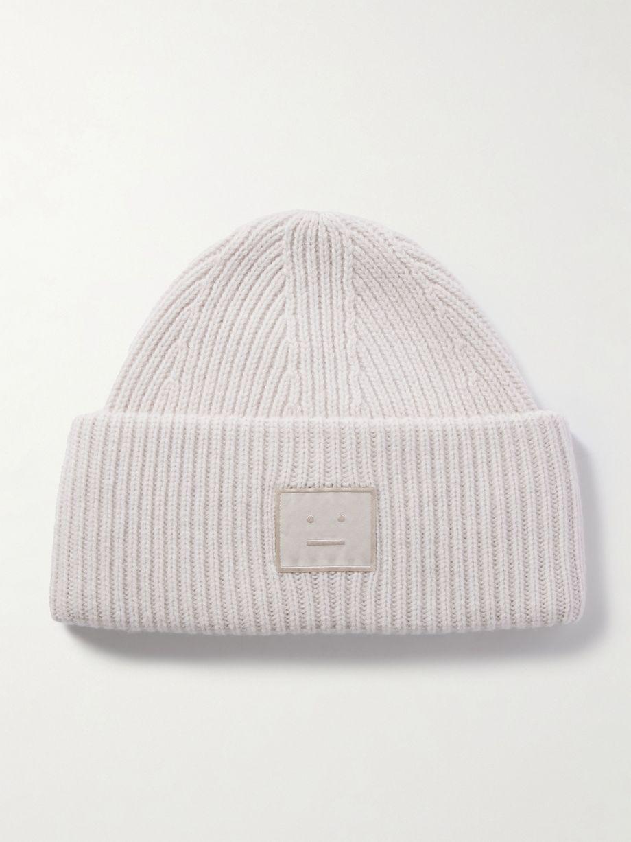 Appliquéd ribbed wool and yak hair-blend beanie by ACNE STUDIOS