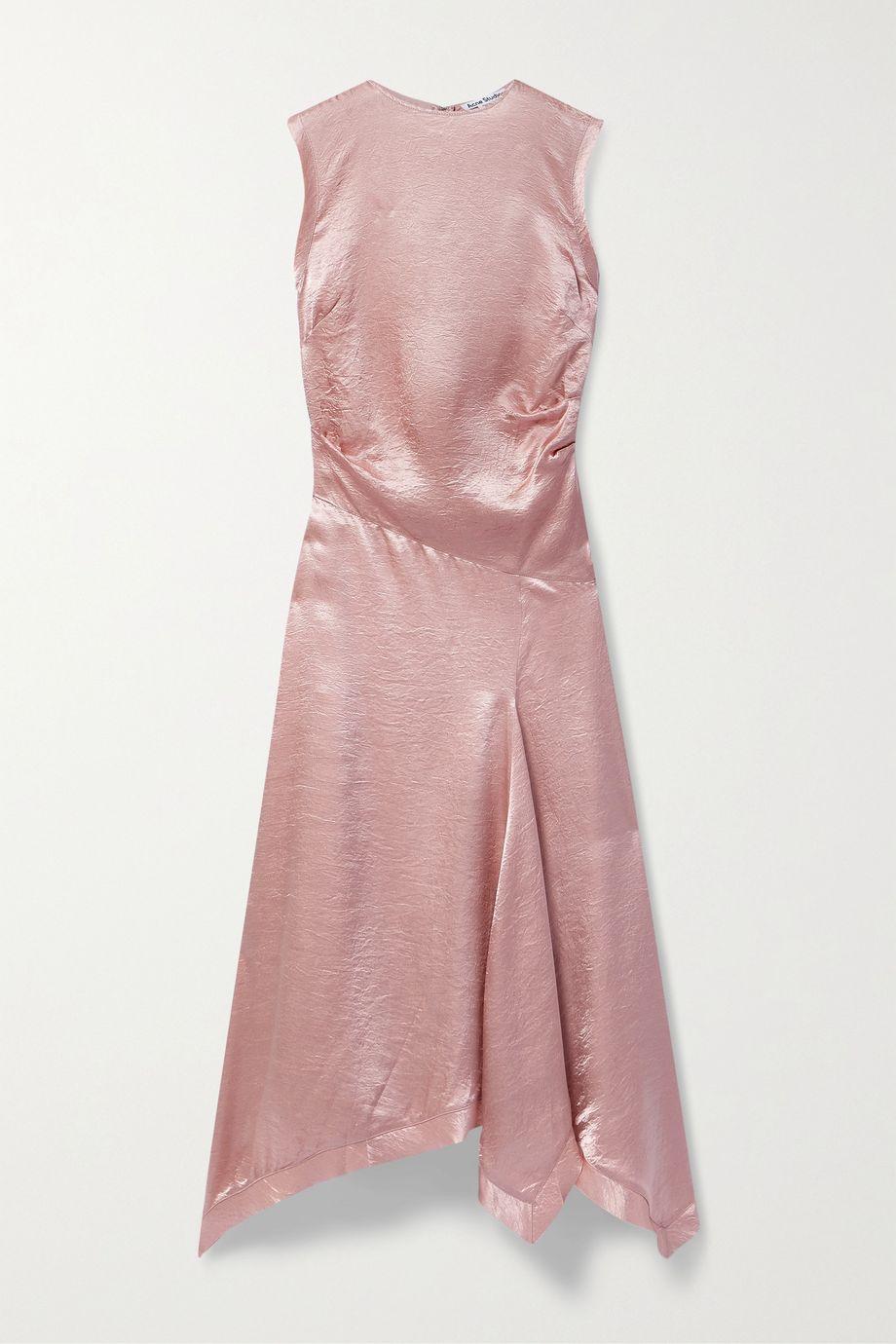 Asymmetric crinkled-satin midi dress by ACNE STUDIOS