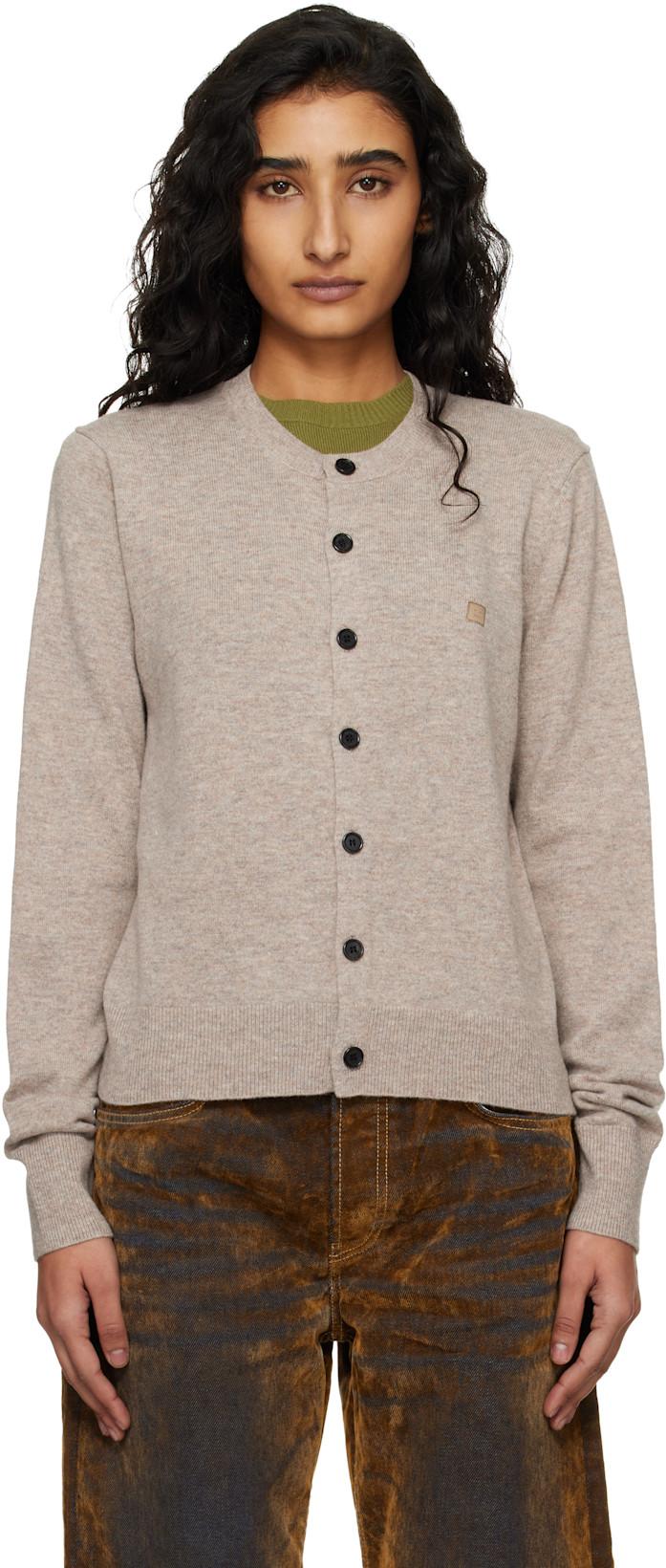 Beige Fitted Yak Wool Cardigan by ACNE STUDIOS
