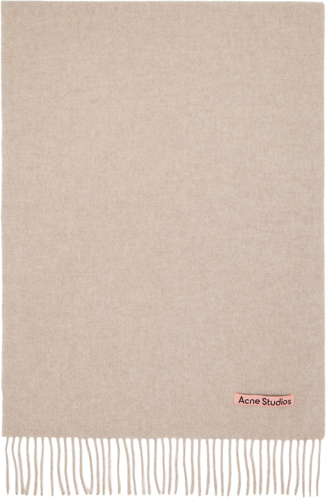 Beige Fringe Wool Narrow Scarf by ACNE STUDIOS