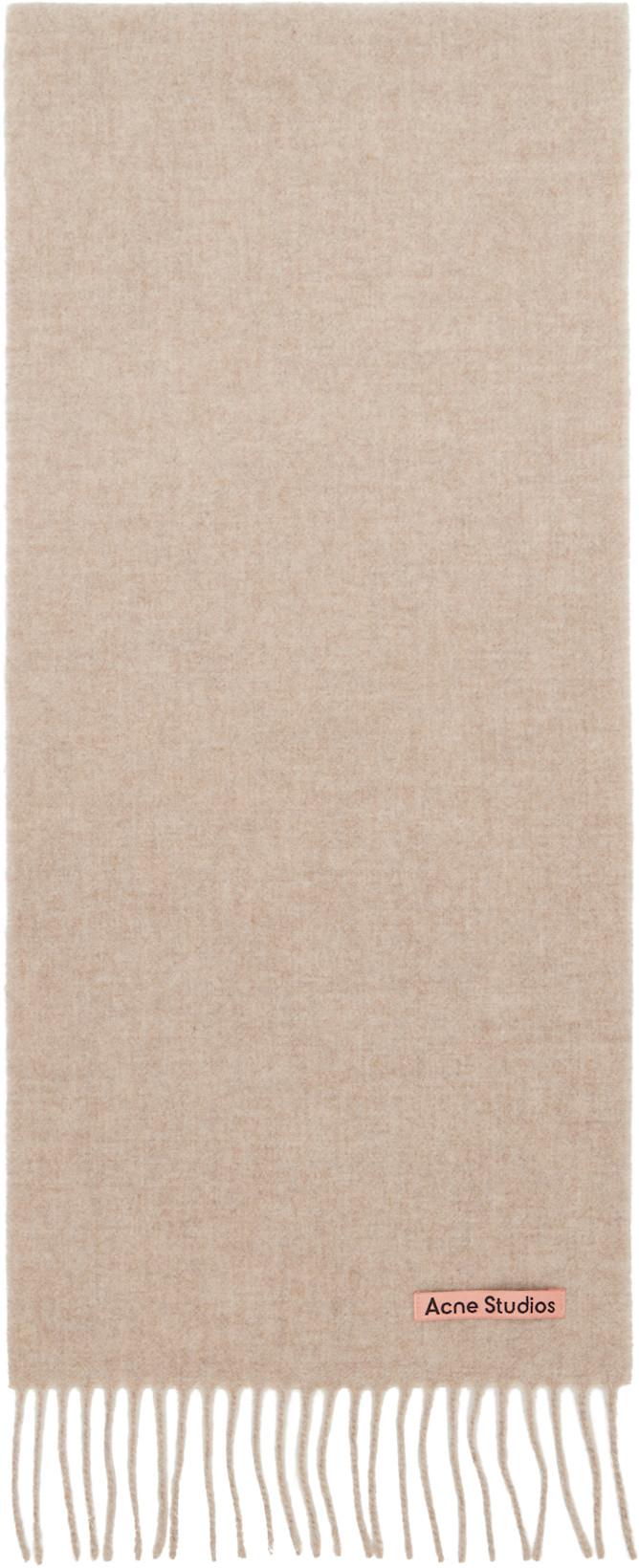 Beige Fringe Wool Skinny Scarf by ACNE STUDIOS