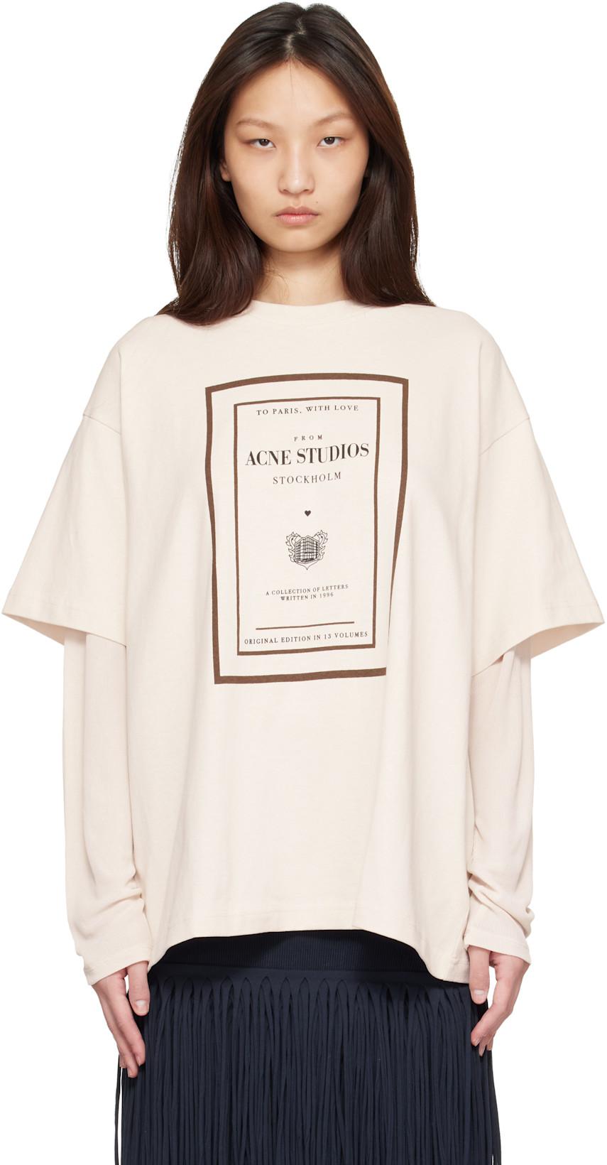 Beige Layered Graphic T-shirt by ACNE STUDIOS