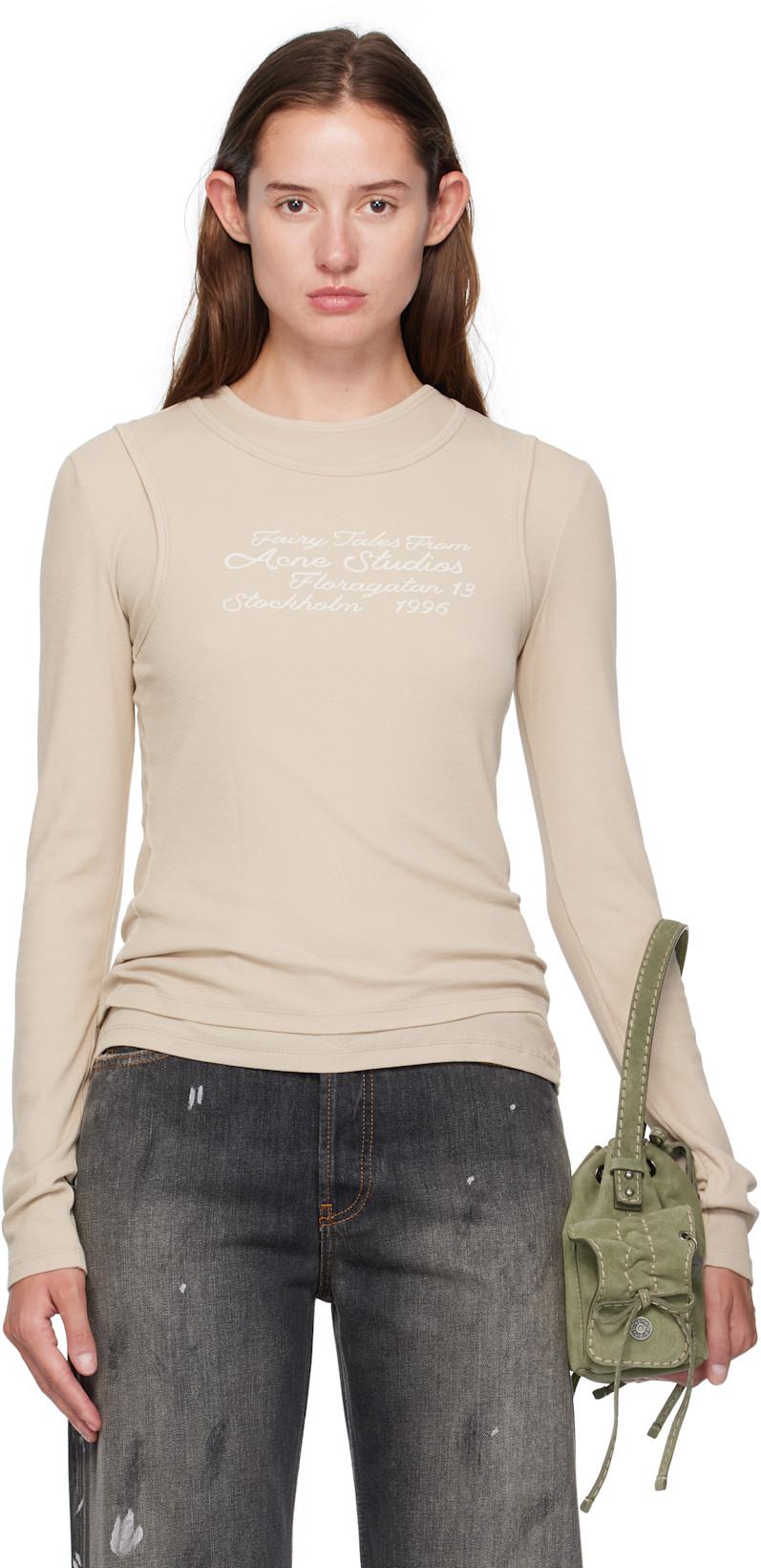 Beige Layered Long-Sleeve T-shirt by ACNE STUDIOS