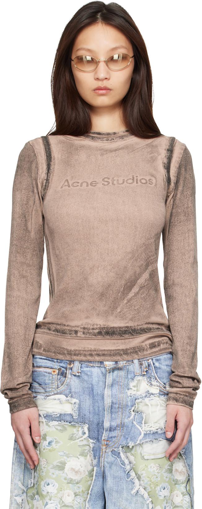 Beige Layered Printed T-shirt by ACNE STUDIOS