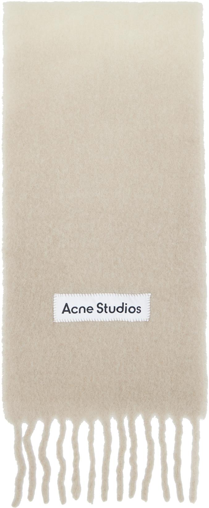 Beige Wool Fringe Scarf by ACNE STUDIOS