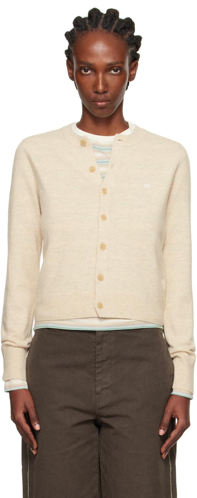 Beige Yak Wool Fitted Cardigan by ACNE STUDIOS