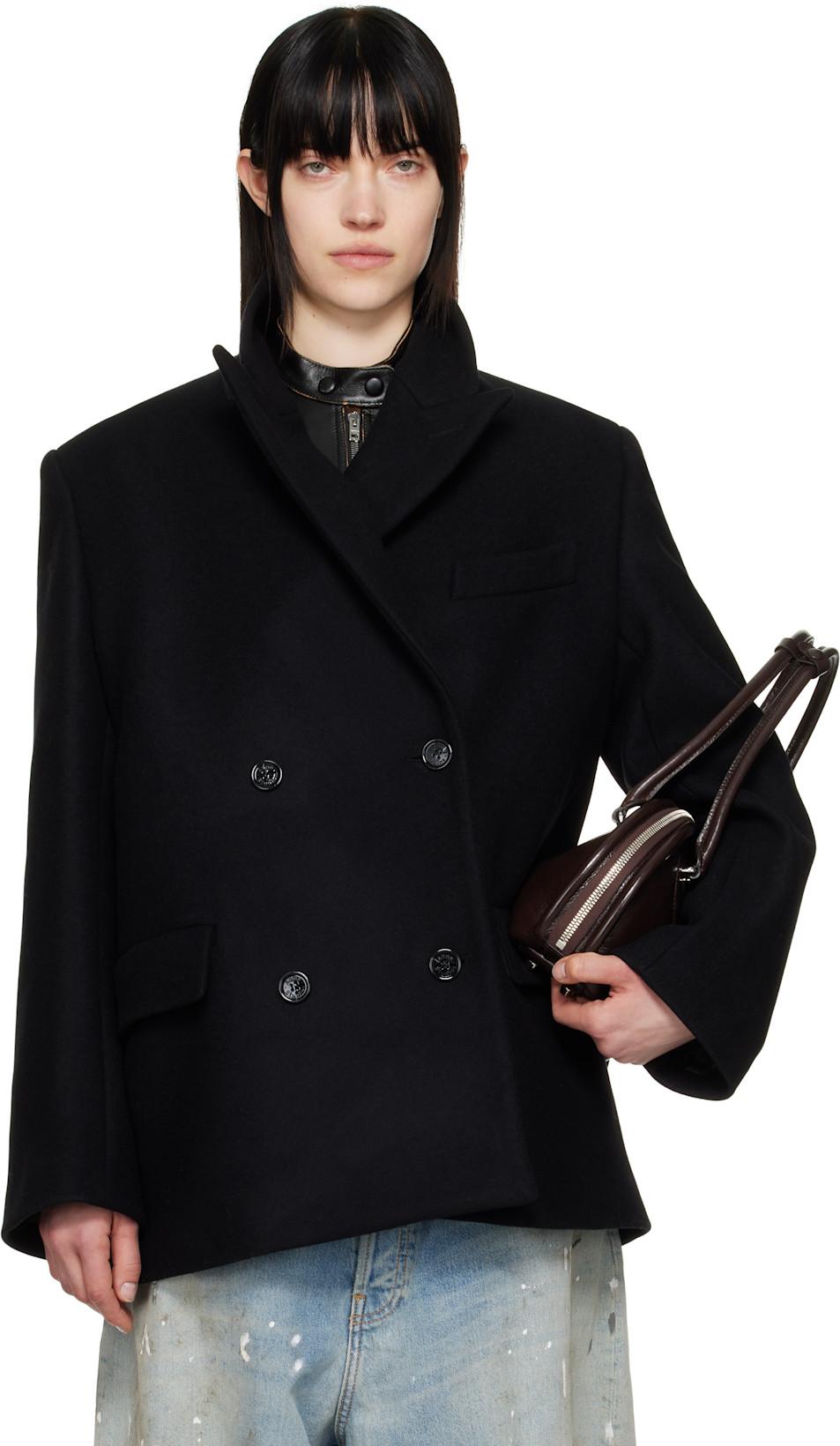 Black Double-Breasted Wool Coat by ACNE STUDIOS