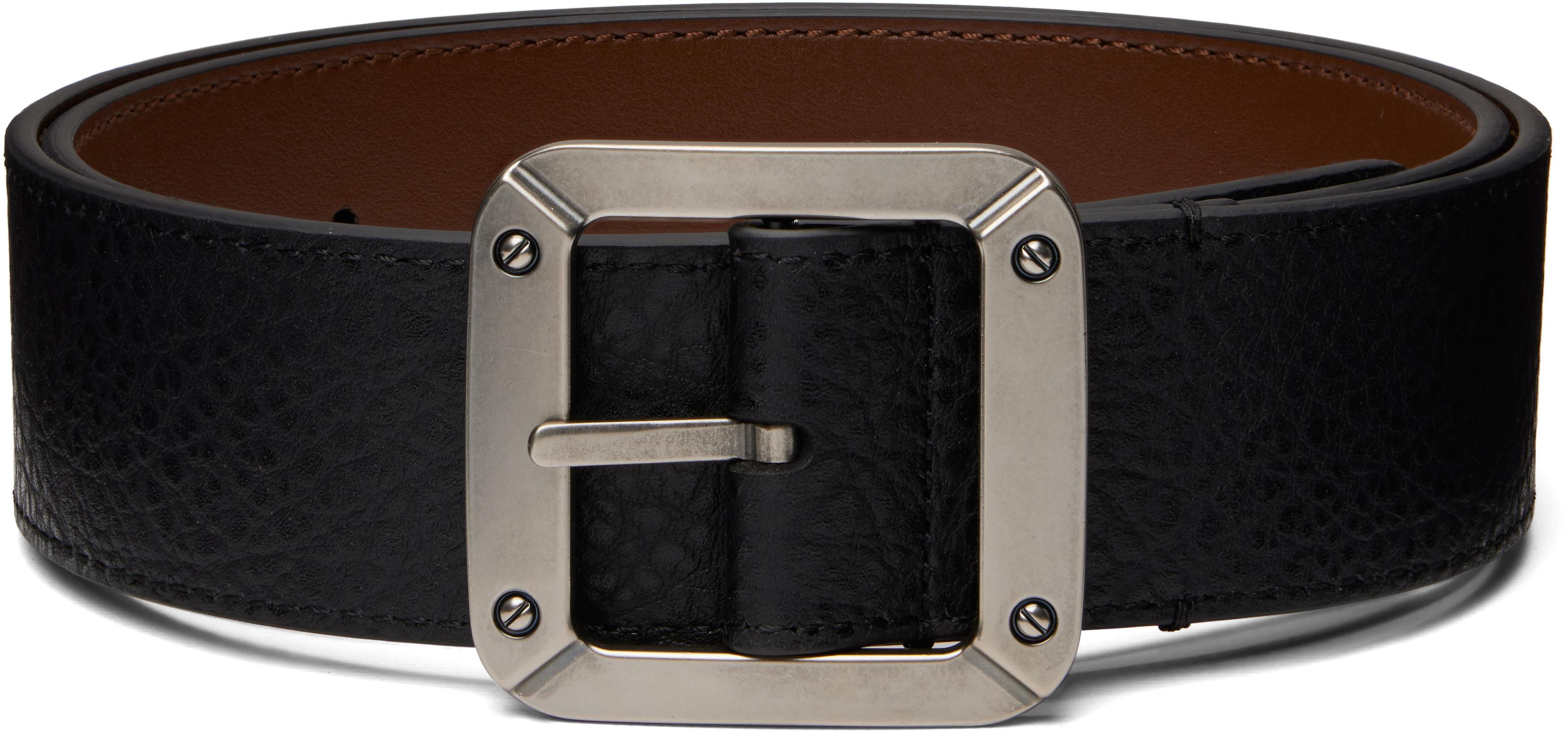 Black Grainy Reversible Belt by ACNE STUDIOS