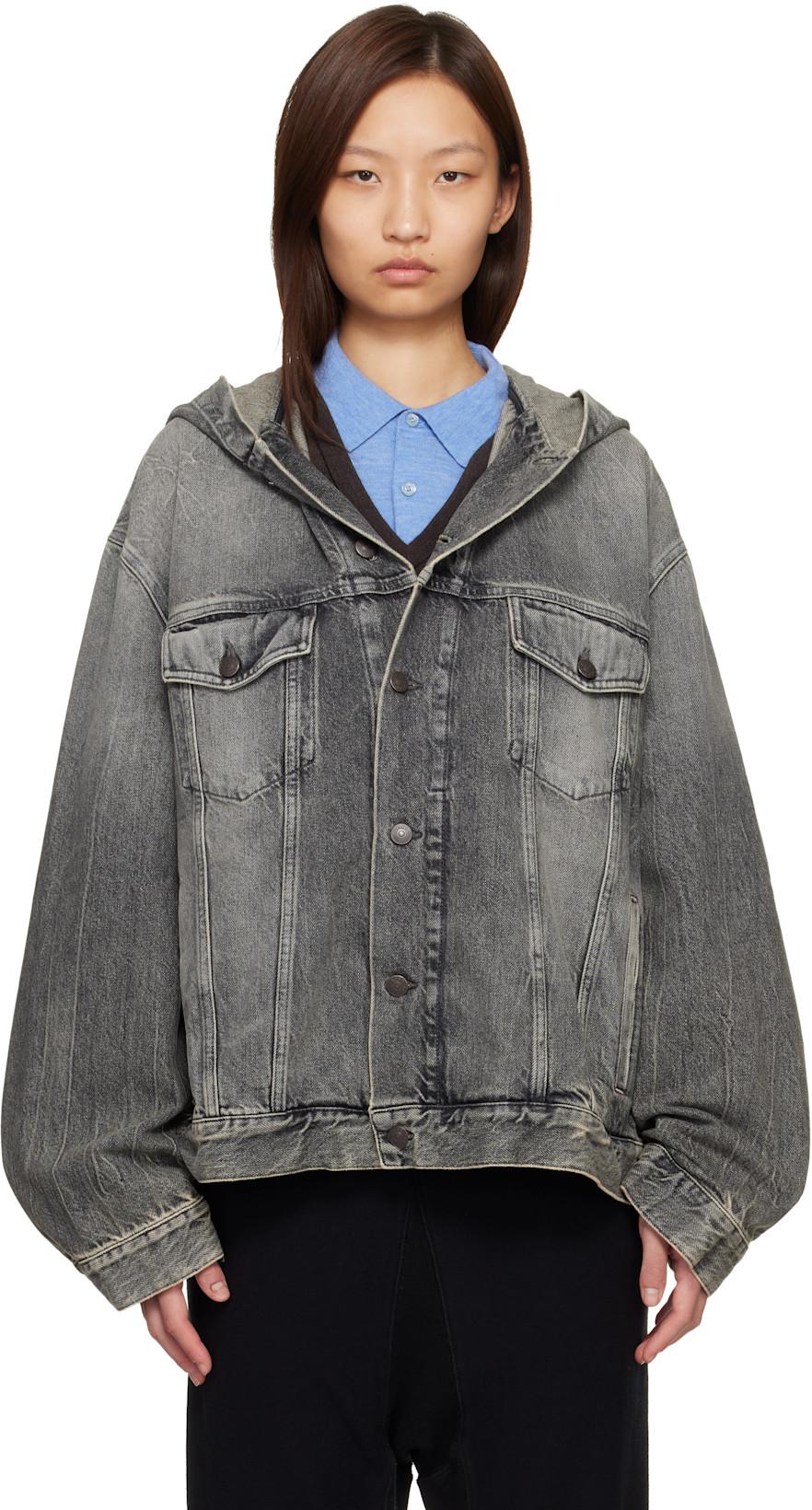 Black Hooded Denim Jacket by ACNE STUDIOS